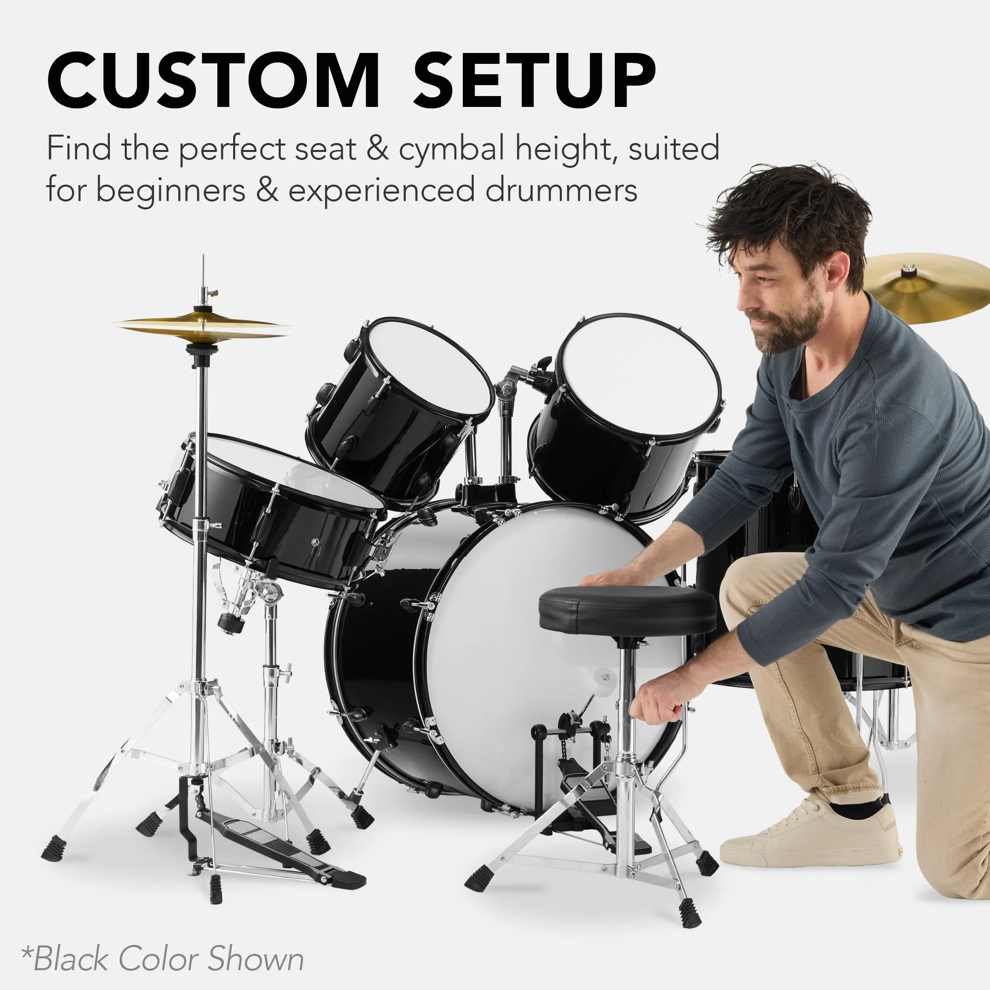 Best Choice Products 5-Piece Beginner Drum Set w/ Snare, Bass, Toms, Cymbal, Hi-Hat, Sticks, Drum Pedal - Natural