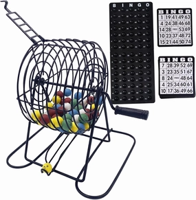 Bingo Game Set, Metal Bingo Machine Game Set Includes 150 Colorful Bingo Chips, 18 Bingo Cards, 75 Bingo Balls, 8" Hand-Cranked Bingo Cage & Board Bingo Sets for Party, Bar