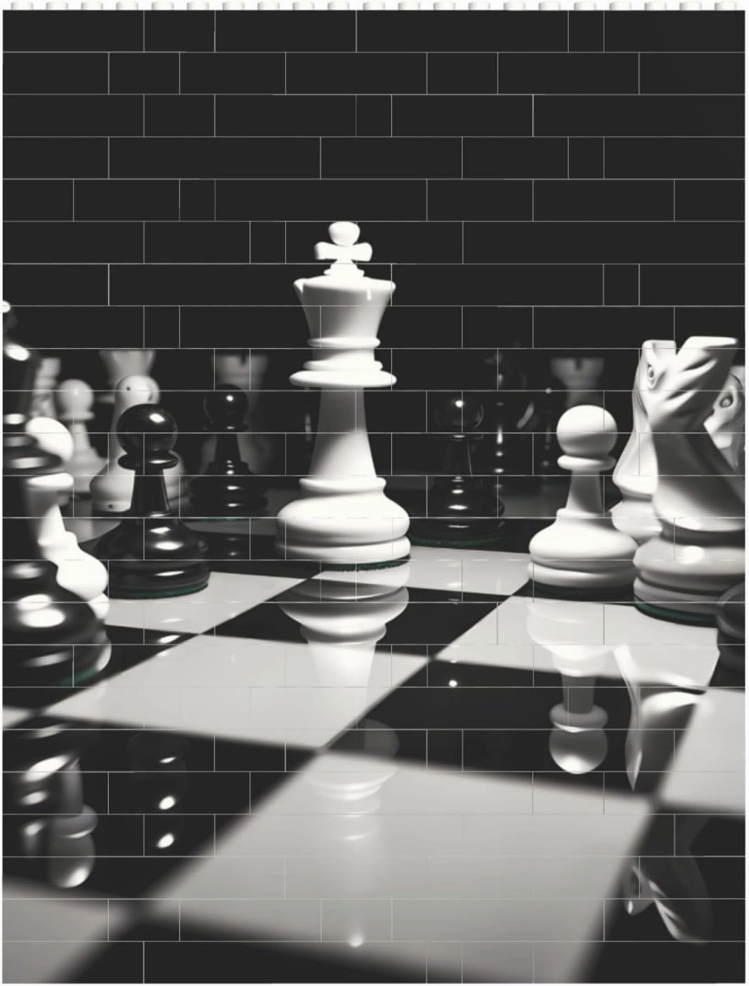 Black and White Chess Building Block Puzzle Personalized Building Bricks for Adults Block Puzzle Building DIY Brick Block Puzzles Valentine's Day Gifts for Home Decor Brick Puzzle