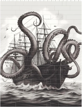 Black and White Octopus and Ship Building Block Puzzle Personalized Building Bricks for Adults Square Shaped DIY Brick Block Puzzles Valentine's Day Gifts for Home Decor Brick Puzzle