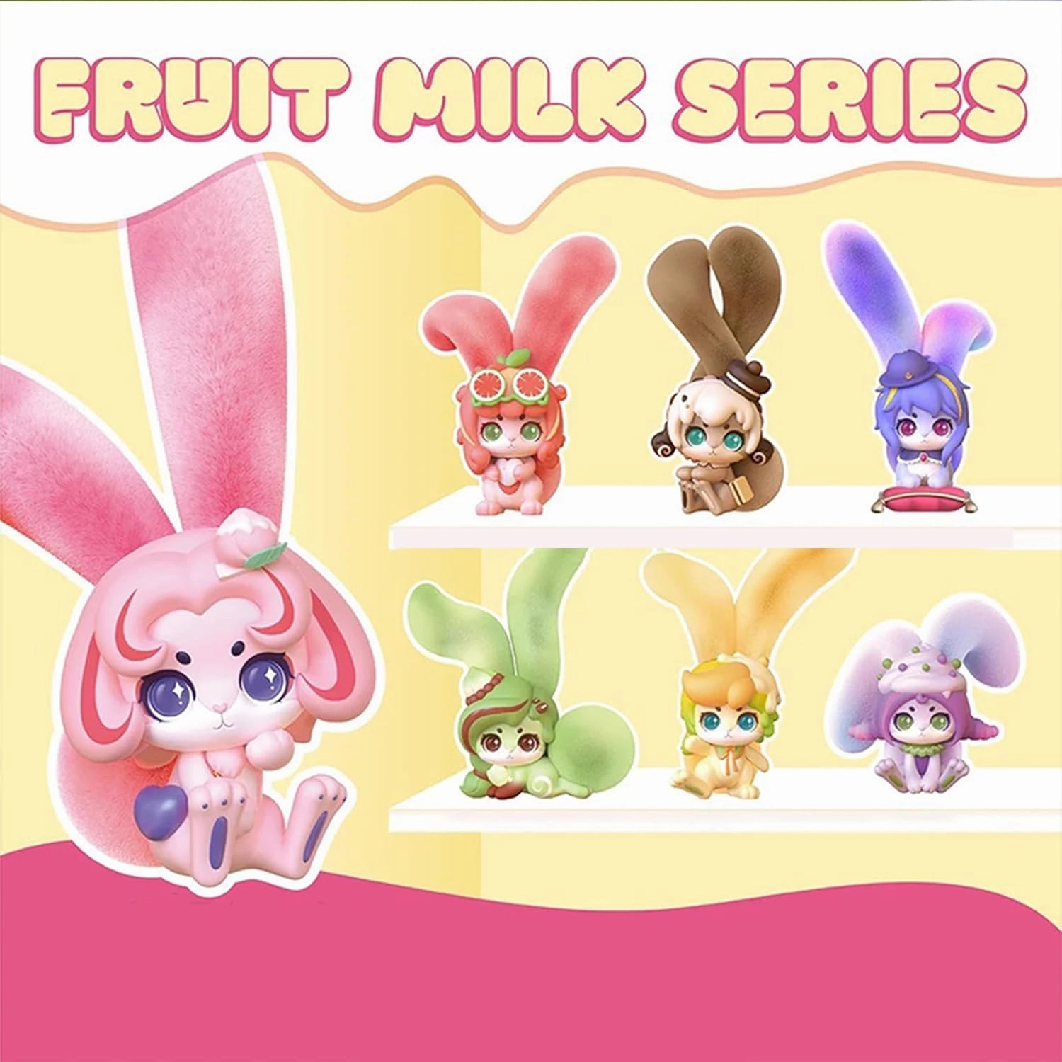 Blind Box Figures Toys,4.7" Cute Mini Dolls Kawaii Cabo Rabbit Fruit Series PVC Blind Box Doll Collectable Action Figure Posable Dress Up Doll for Girls Birthday Party Gift Toys