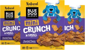 Blue Dog Bakery Natural Dog Treats, Mini Crunch, Assorted Flavors, 16.2oz, 3 Count