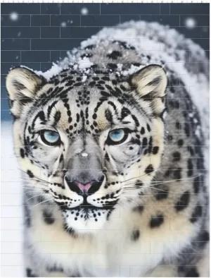 Blue Eyed Snow Leopard Building Block Puzzle Personalized Building Bricks for Adults Square Shaped DIY Brick Block Puzzles Valentine's Day Gifts for Home Decor Brick Puzzle
