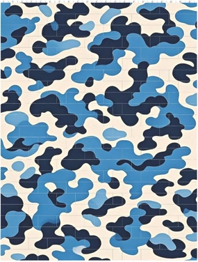 Blue Camouflage Pattern Building Block Puzzle Personalized Building Bricks for Adults Square Shaped Block Puzzle Building Valentine's Day Gifts for Home Decor Brick Puzzle
