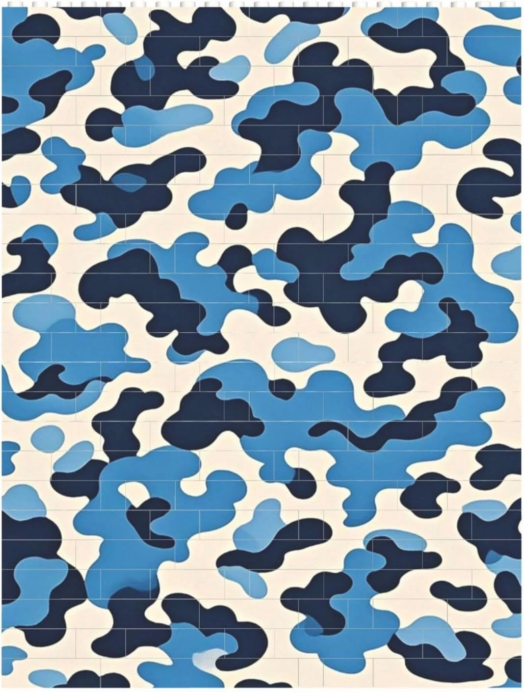 Blue Camouflage Pattern Building Block Puzzle Personalized Building Bricks for Adults Square Shaped Block Puzzle Building Valentine's Day Gifts for Home Decor Brick Puzzle