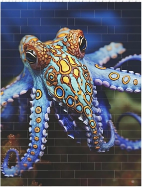 Blue Ringed Octopus Building Block Puzzle Personalized Building Bricks for Adults Square Shaped Block Puzzle Building Brick Block Puzzles Valentine's Day Gifts for Home Decor Brick Puzzle