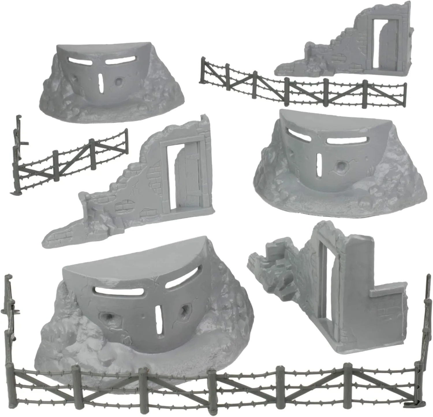BMC Classic Marx Axis Ambush - 14pc Gray Plastic Army Men Playset Accessories