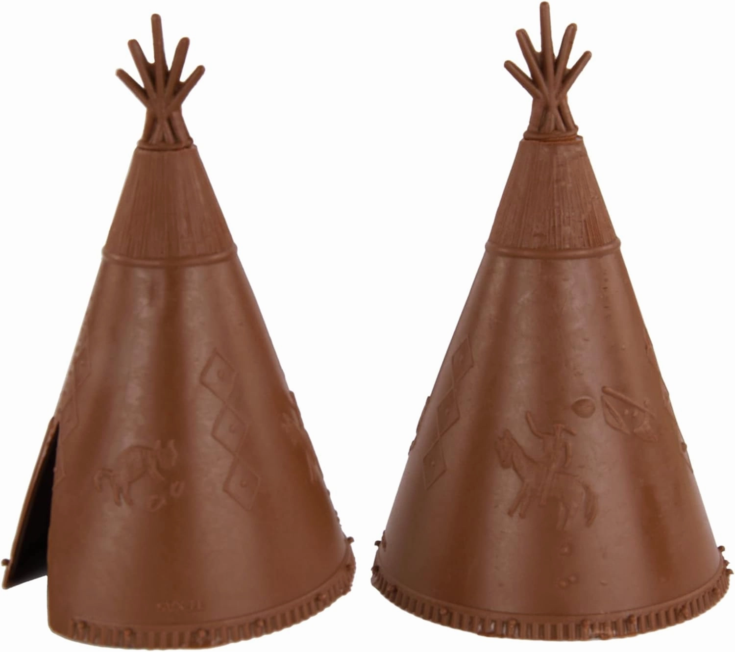 BMC Classic Plains Indian Teepees - Brown 3pc Western Plastic Playset Accessories