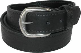 Boston Leather Men's Big & Tall Bison Leather Belt with Removable Buckle, 48, Black