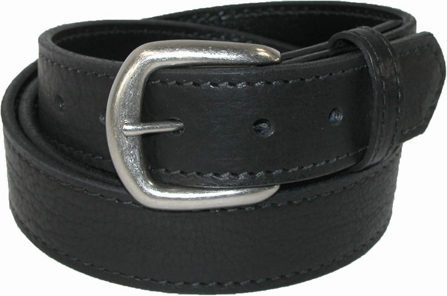Boston Leather Men's Big & Tall Bison Leather Belt with Removable Buckle, 48, Black