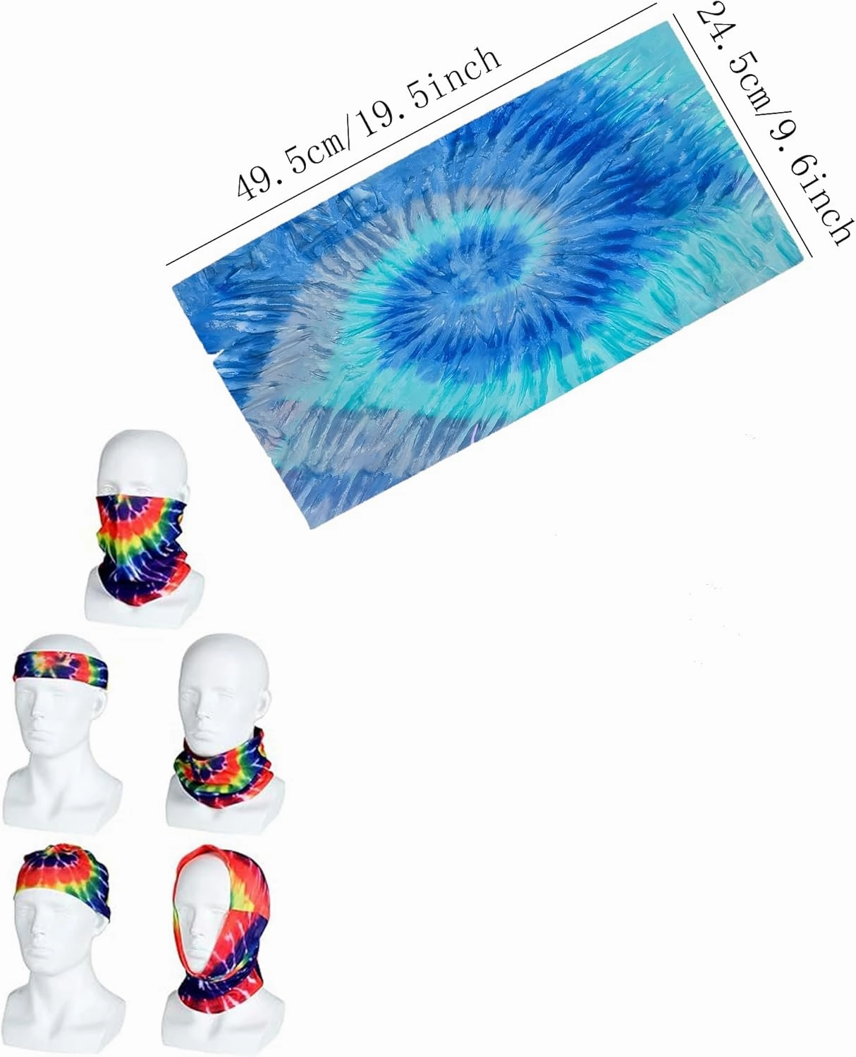 Boys 60s 70s Outfits 4 Pcs Hippie Costume Accessories Kids Colorful Tie Dye Tshirt for Theme Party