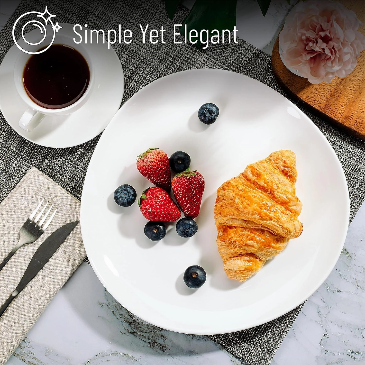 Brew To A Tea White Porcelain Dinner Plates, Triangular, Set of 6, 11 Inch, Modern Style, White Color, Dishwasher & Microwave Safe