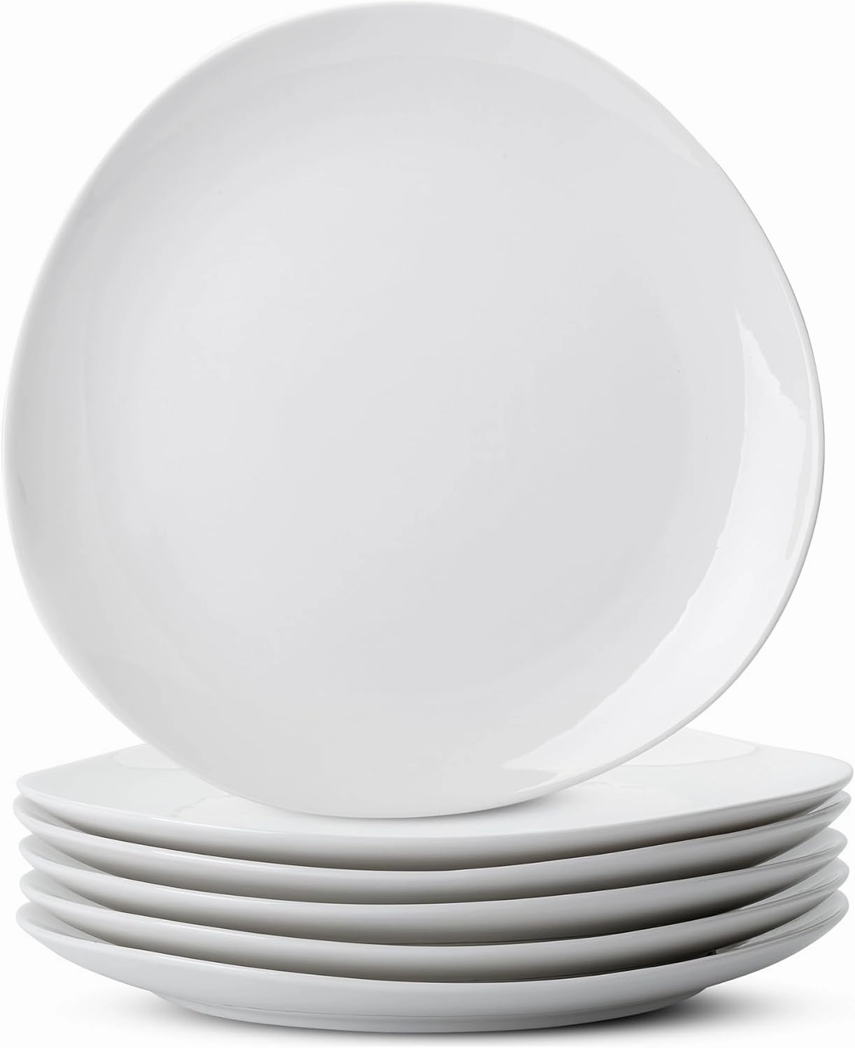 Brew To A Tea White Porcelain Dinner Plates, Triangular, Set of 6, 11 Inch, Modern Style, White Color, Dishwasher & Microwave Safe