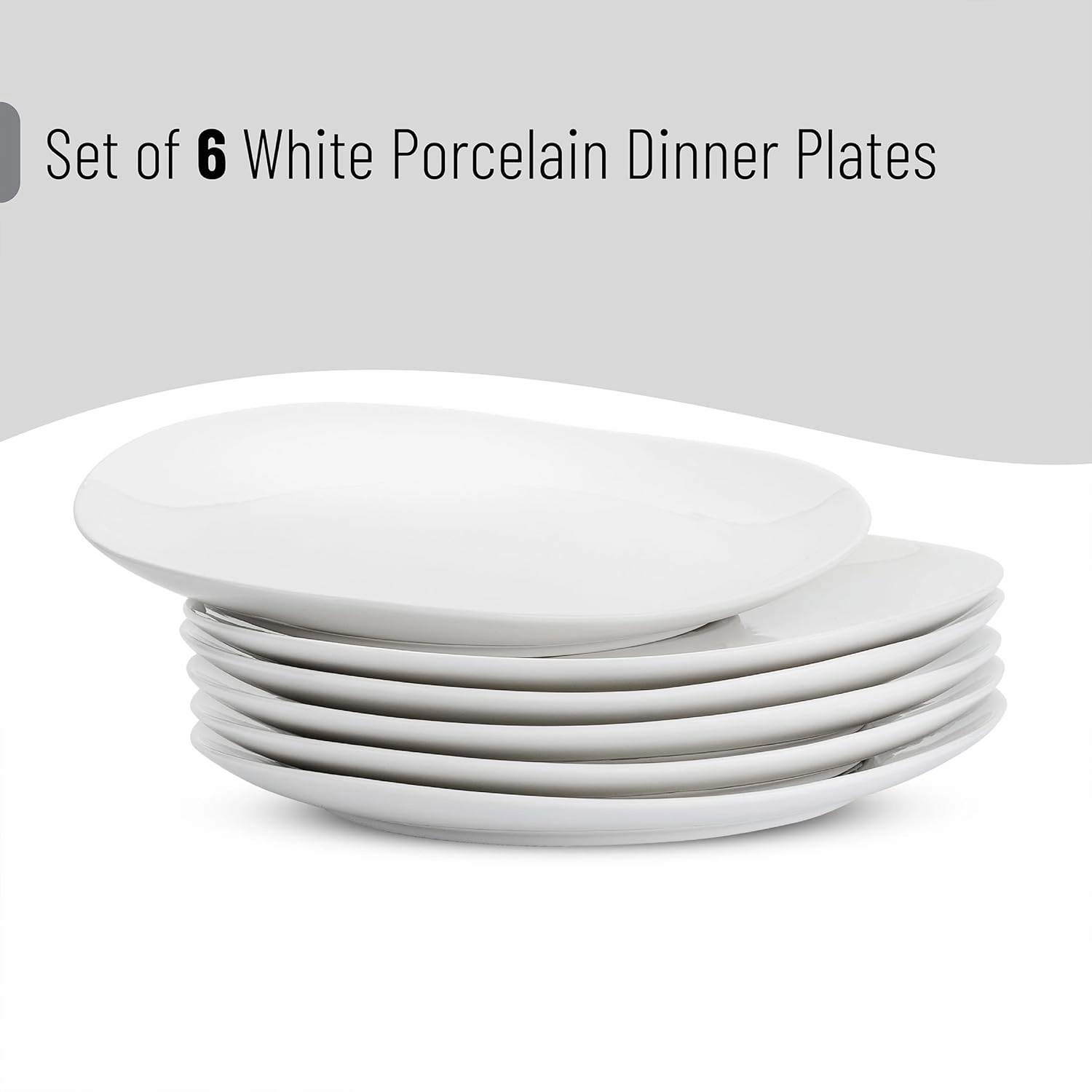 Brew To A Tea White Porcelain Dinner Plates, Triangular, Set of 6, 11 Inch, Modern Style, White Color, Dishwasher & Microwave Safe