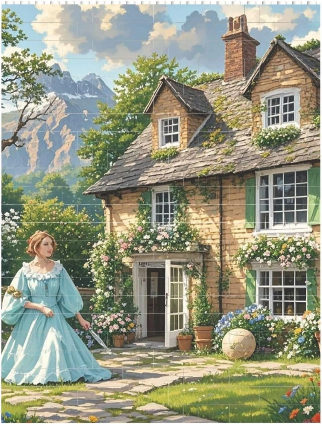 British Country Style Building Block Puzzle Personalized Building Bricks for Adults Square Shaped Block Puzzle Building Valentine's Day Gifts for Home Decor Brick Puzzle