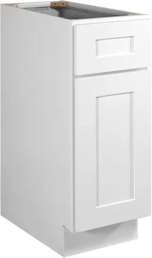 Brookings Shaker Unassembled Base Kitchen Cabinet B12, 12 W x 24 D x 34.5 H, Painted White with Sherwin Williams®, Solid Wood – Design House, 561324