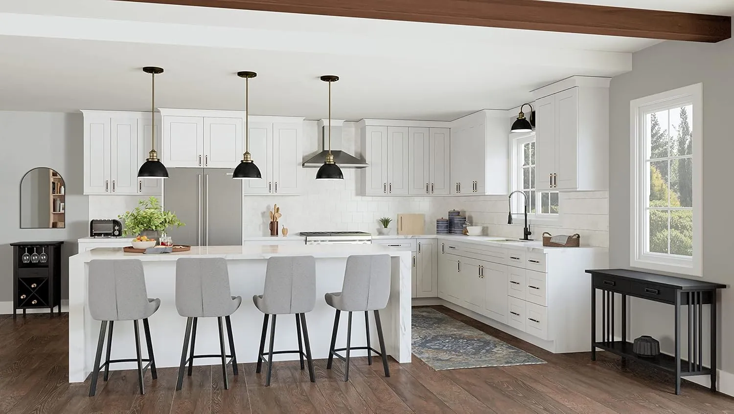 Brookings Shaker Unassembled Bridge Wall Kitchen Cabinet W3015, 30 W x 12 D x 15 H, Painted White with Sherwin Williams®, Solid Wood – Design House, 561639
