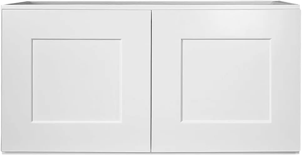 Brookings Shaker Unassembled Bridge Wall Kitchen Cabinet W3015, 30 W x 12 D x 15 H, Painted White with Sherwin Williams®, Solid Wood – Design House, 561639