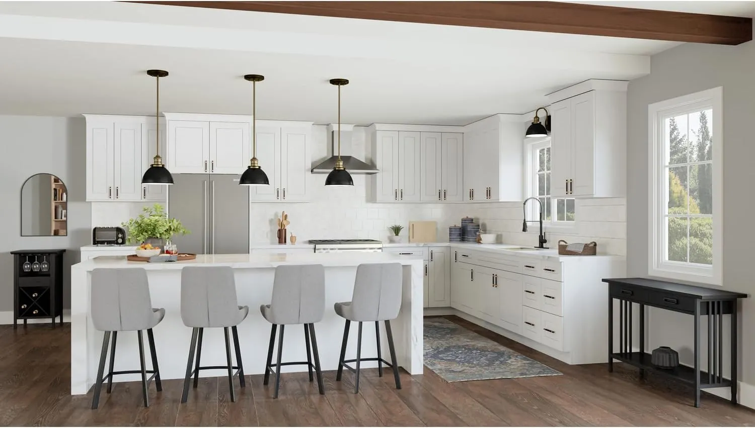Brookings Shaker Unassembled Bridge Wall Kitchen Cabinet W3018, 30 W x 12 D x 18 H, Painted White with Sherwin Williams®, Solid Wood – Design House, 561662
