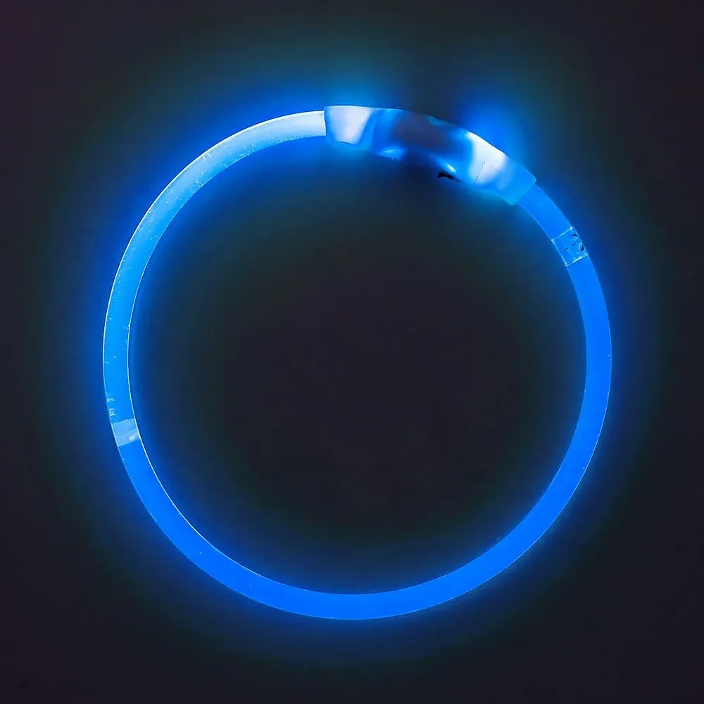 BSEEN Light Up Dog Collar - 360° Visible Rainproof LED Dog Collar Rechargeable - TPU Cuttable Glowing Pet Collar for Small Medium Large Dogs - Safety Dog Lights for Night Walking& Camping (Blue 70cm)