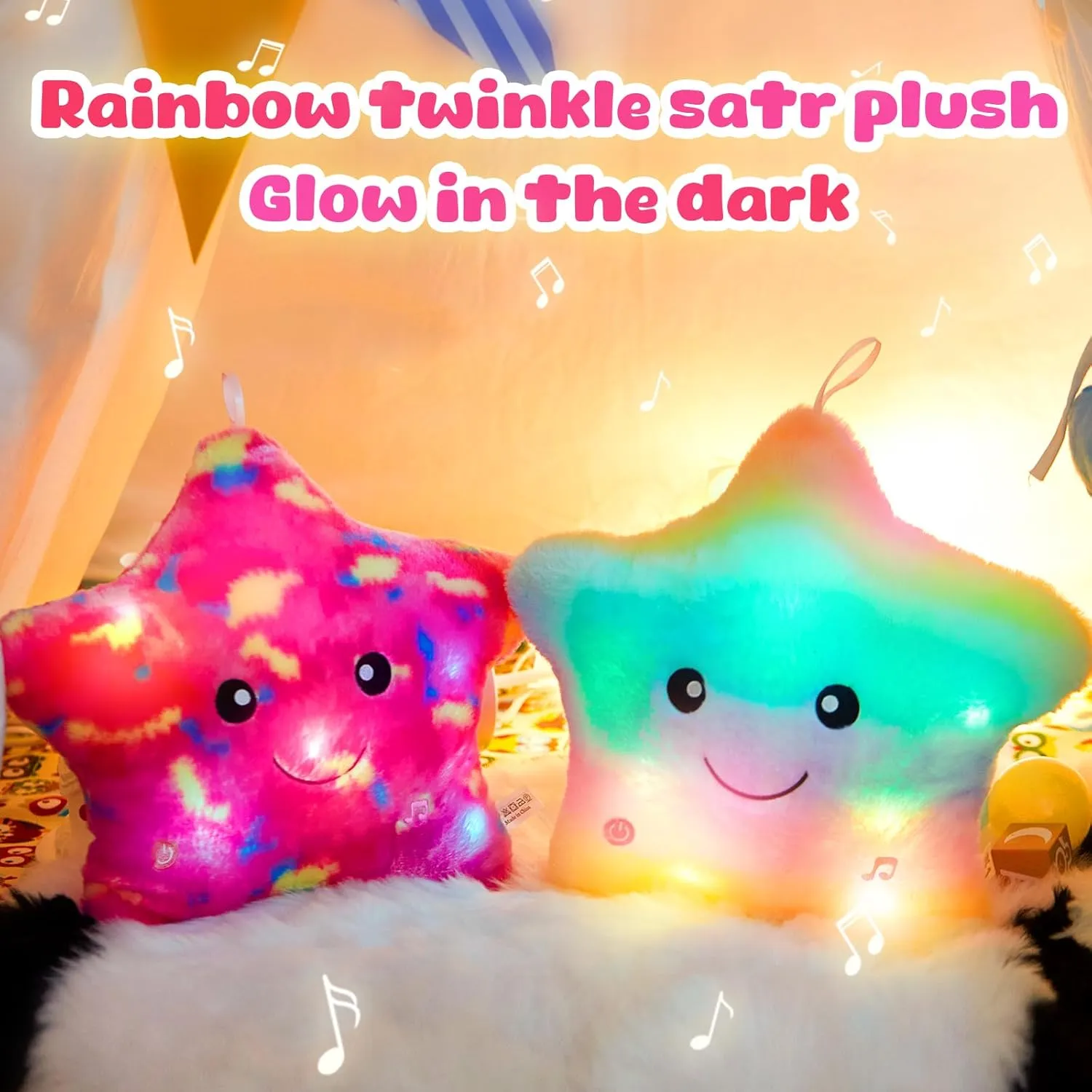 BSTAOFY 13‘’ Creative LED Musical Glow Twinkle Star Lullaby Light up Stuffed Animal Toys Soothe Kids Emotions Birthday Christmas for Toddlers Kids