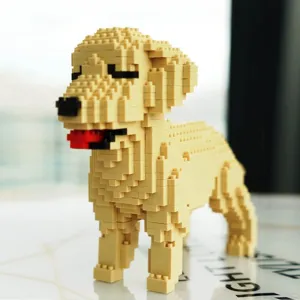Building Block Animal Building Bricks Dogs Golden Retriever Tiny Mini Block Dog Building Animal Set DIY 3D Block Toy Building Blocks for Kids Or Adult 950 Pieces, C51067W