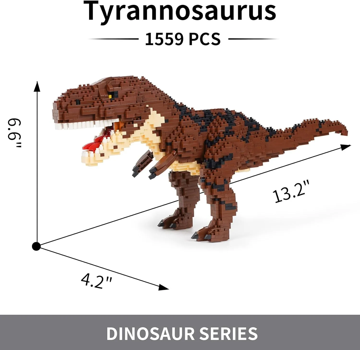 Building Block Dinosaur Model Micro Mini Blocks Dinosaur Building Kit Gifts for Kids and Adult (Tyrannosauru)