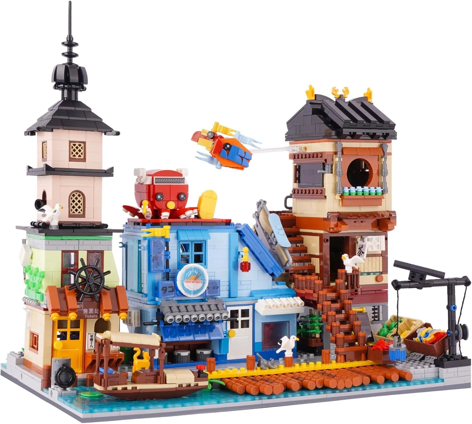 Building Block Set, Japanese Seafood Shop Model Building Blocks 3321 PCS Creative Architecture Model Building Kit for Teens Adults