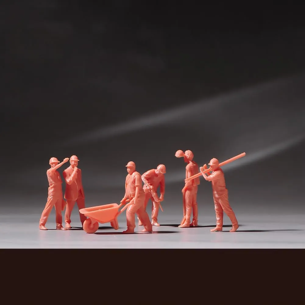 Building Site Craftsmen Figurines 6 Persons Team Set, Realistic Construction Worker Miniatures Figurine for Model Enthusiasts Dioramas (1/64 Unpainted)