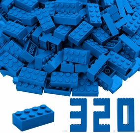 Building Bricks 2x4, 320 Pieces Multicolor Classic Building Blocks Set, Compatible Bulk Block with All Top Brands （Blue）