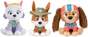 Bundle of 3 Paw Patrol 6" Embroidered Plush Stuffed Animal Characters, Everest, Liberty and Tracker