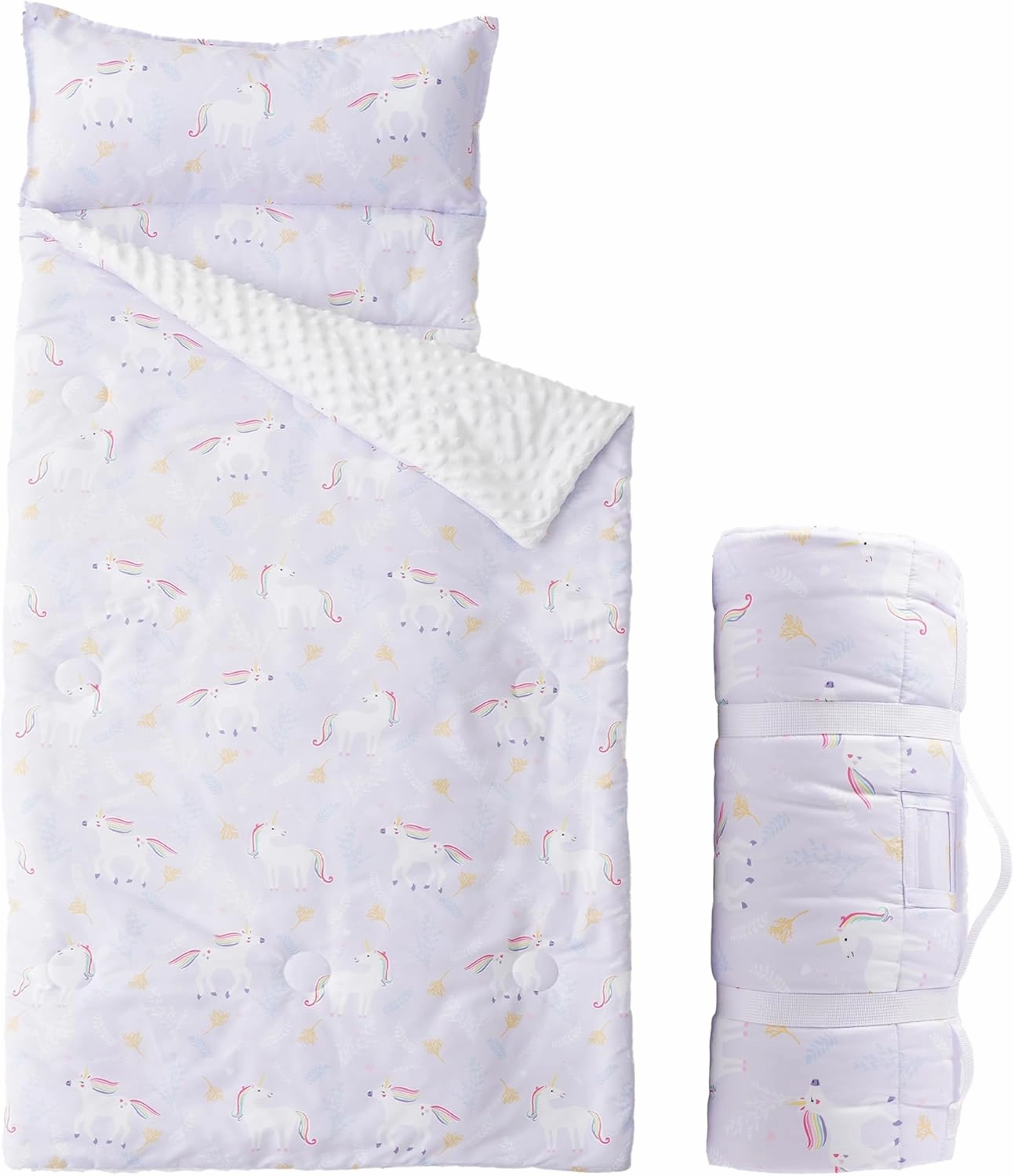 Bunnikins & Clover Toddler Nap Mat with Removable Pillow, Nap Mats for Preschool, Easy Clean Toddler Nap Pad for Kindergarten, Kids Sleeping Bag for Travel Camping