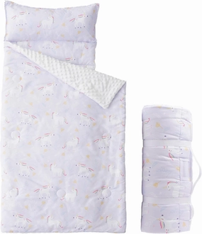Bunnikins & Clover Toddler Nap Mat with Removable Pillow, Nap Mats for Preschool, Easy Clean Toddler Nap Pad for Kindergarten, Kids Sleeping Bag for Travel Camping