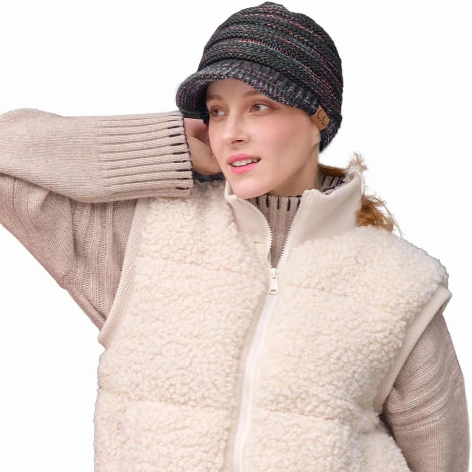 C.C Hatsandscarf Exclusives Women's Ribbed Knit Hat with Brim (YJ-131)(YJ-2023)
