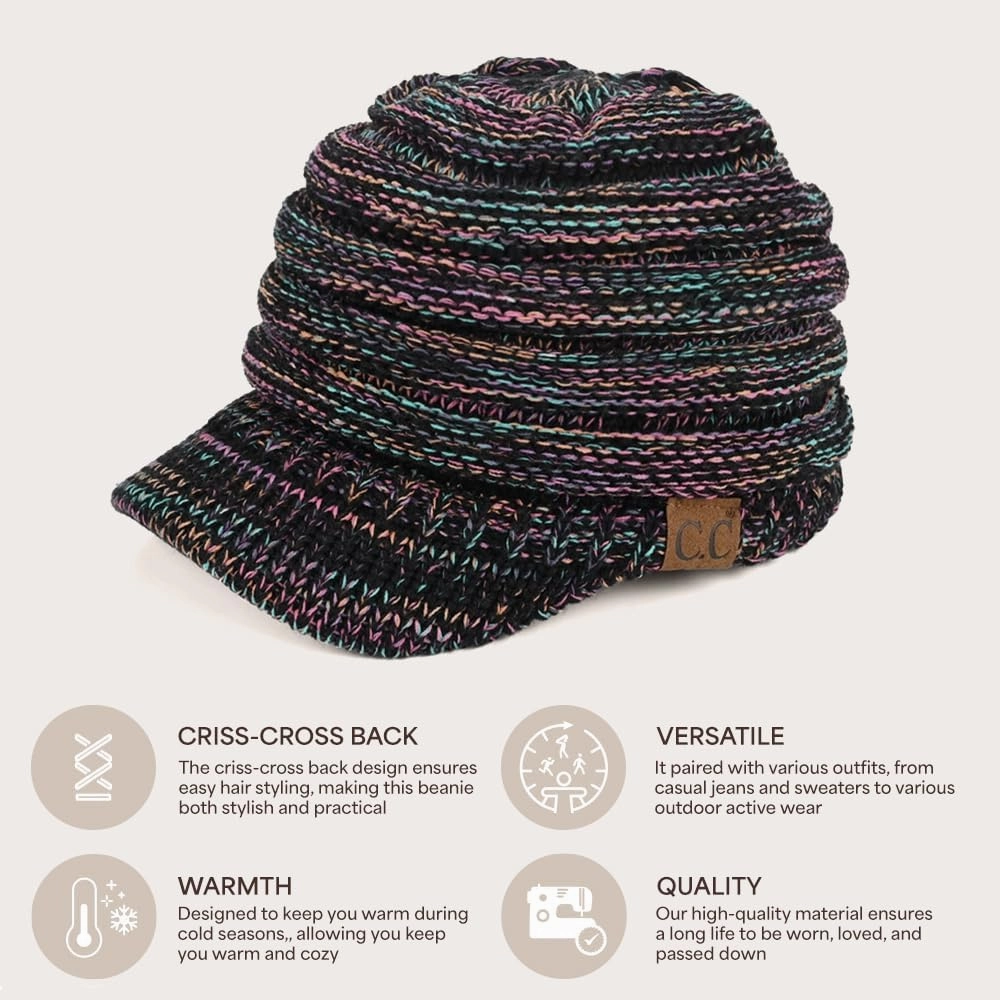 C.C Hatsandscarf Exclusives Women's Ribbed Knit Hat with Brim (YJ-131)(YJ-2023)