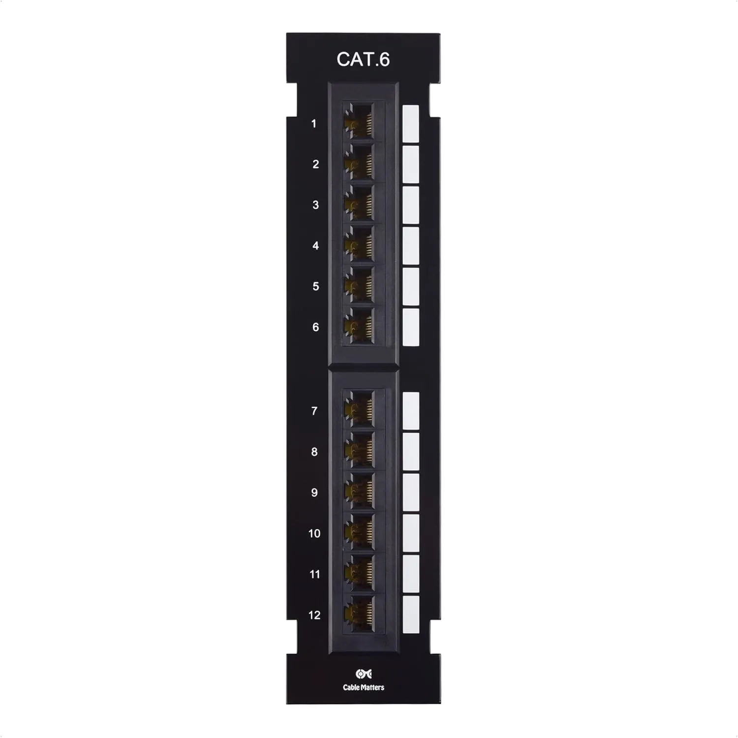Cable Matters [UL Listed] Mini 12-Port Vertical Patch Panel with 89D Bracket, Compact 10 Inch Patch Panel with 10 Gigabit Ethernet