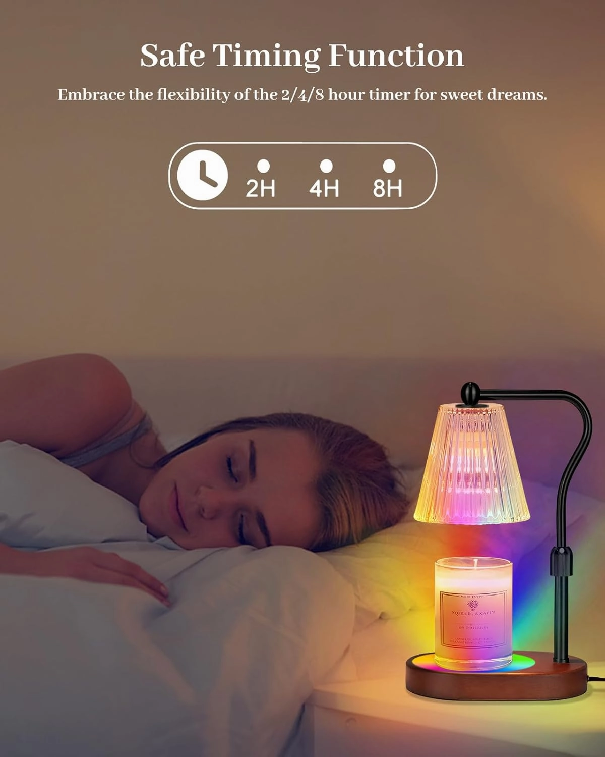 Candle Warmer Lamp with 7 LED Colors Lamp,Candle Warmer with Timer Dimmer Adjustable Height, for Women Mom,Birthday Gifts for Women Mom, Candle Lamp Warmer with 2 Bulbs
