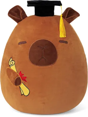 Capybara Graduation Stuffed Animal 18in with Cap, Fringe & Diploma - Class of 2025 Plush Gift - Cute Graduation Present for Kindergarten, Elementary, High School