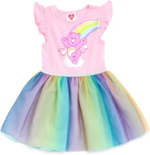 Care Bears Cheer Bear Rainbow Girls Tulle Dress Toddler to Big Kid