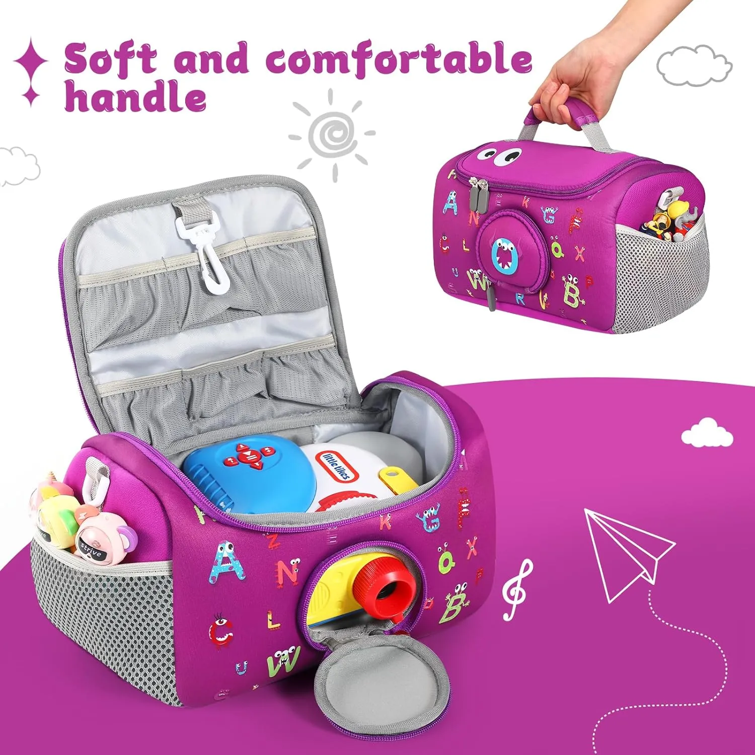 Carrying Case Compatible with Little Tikes for Story Dream Machine Books Starter Set, Storage Carrier Bag for Little Tikes for Storytime Audio Play Real for Littles Character Collection (Purple)