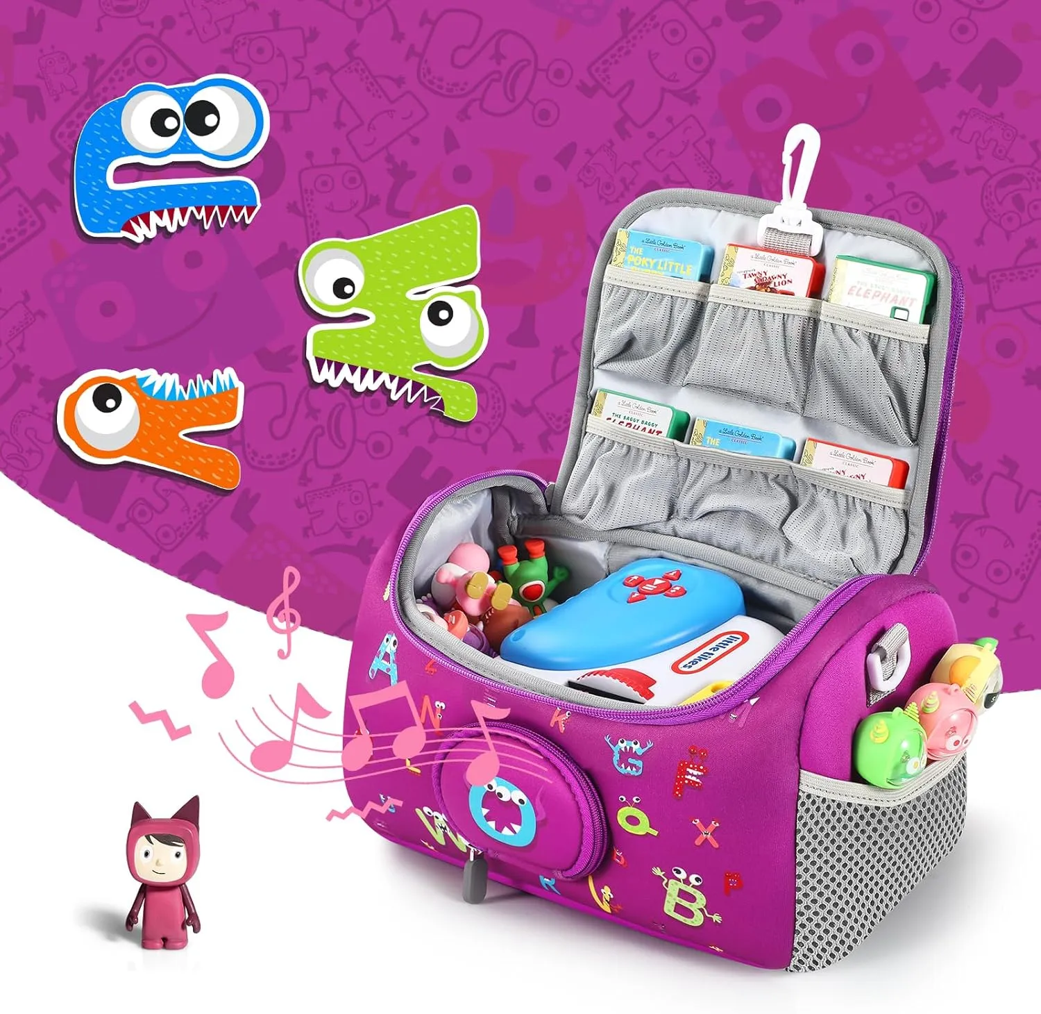 Carrying Case Compatible with Little Tikes for Story Dream Machine Books Starter Set, Storage Carrier Bag for Little Tikes for Storytime Audio Play Real for Littles Character Collection (Purple)