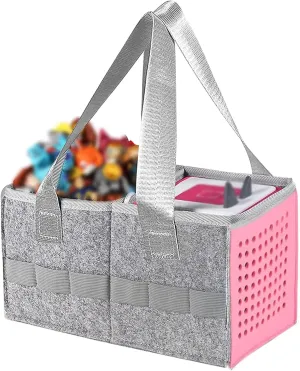 Carrying Case for Toniebox Audio Player Starter Set,Travel Felt Cloth Musical Toy Folding Hand Bag for Tonie Starter Set and Tonies Figures (Pink)