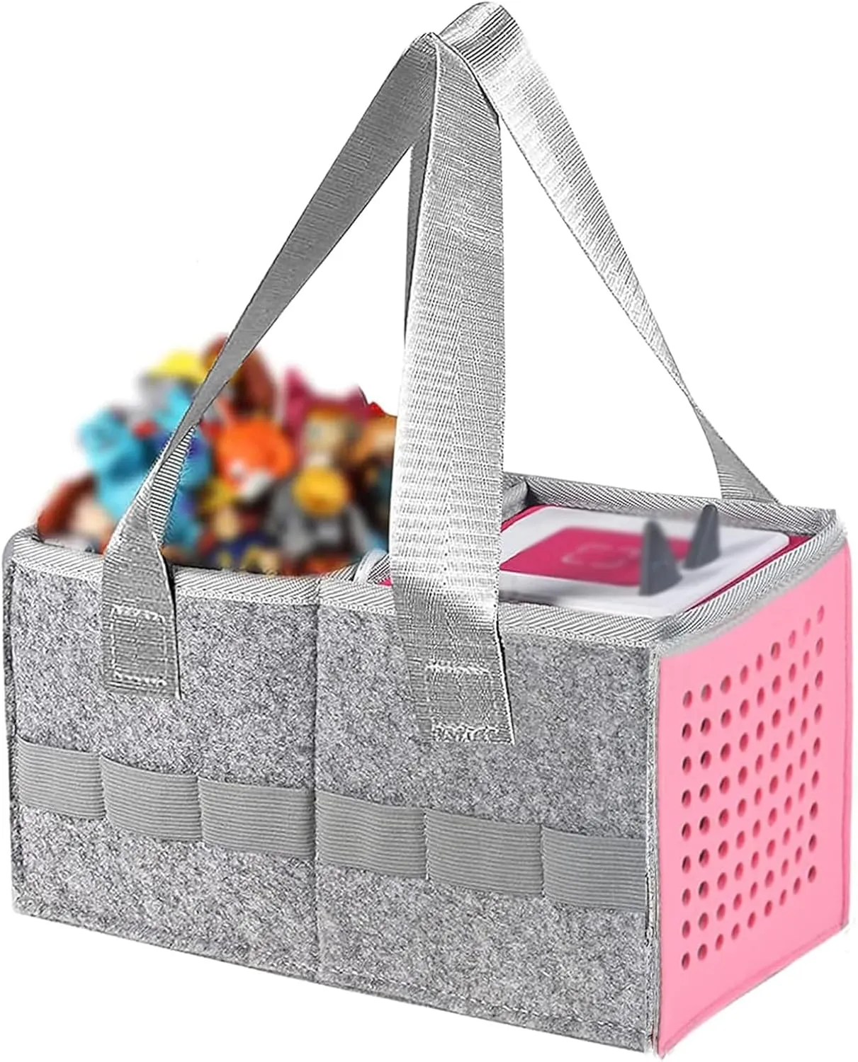 Carrying Case for Toniebox Audio Player Starter Set,Travel Felt Cloth Musical Toy Folding Hand Bag for Tonie Starter Set and Tonies Figures (Pink)