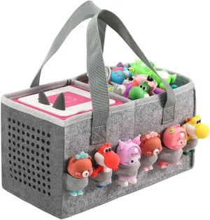 Carrying Case for Toniebox Starter Set and Tonies Figurines, Travel Felt Cloth Musical Toy Folding Bag for Toniebox Accessories (Gray)