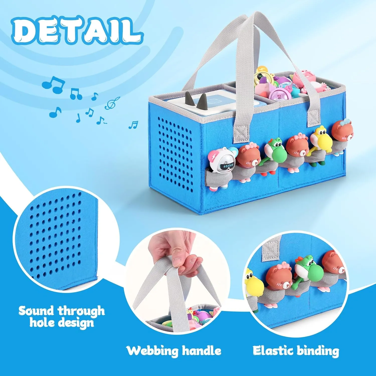 Carrying Case Travel Felt Bag Compatible with Toniebox Starter Set and Tonies Figurine (Blue)