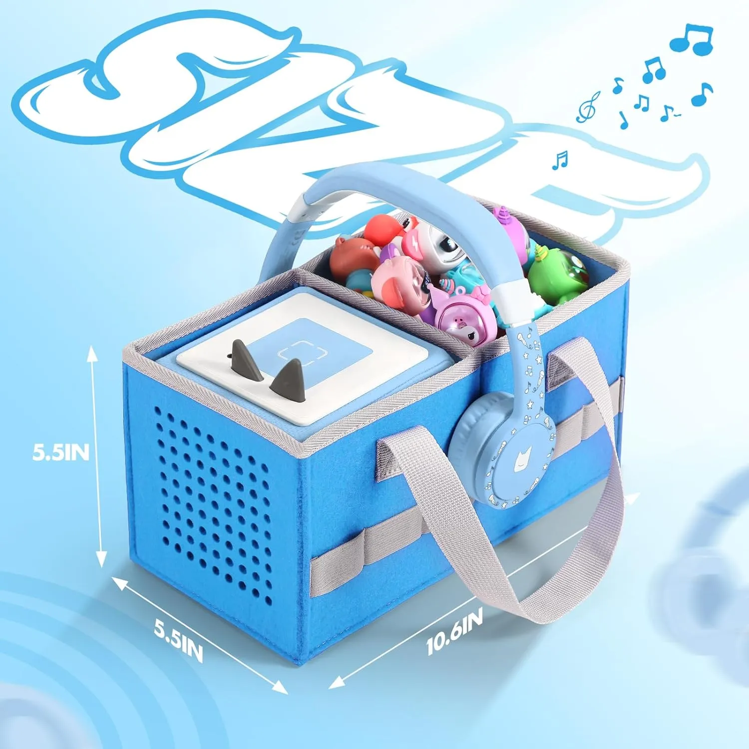 Carrying Case Travel Felt Bag Compatible with Toniebox Starter Set and Tonies Figurine (Blue)