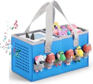 Carrying Case Travel Felt Bag Compatible with Toniebox Starter Set and Tonies Figurine (Blue)