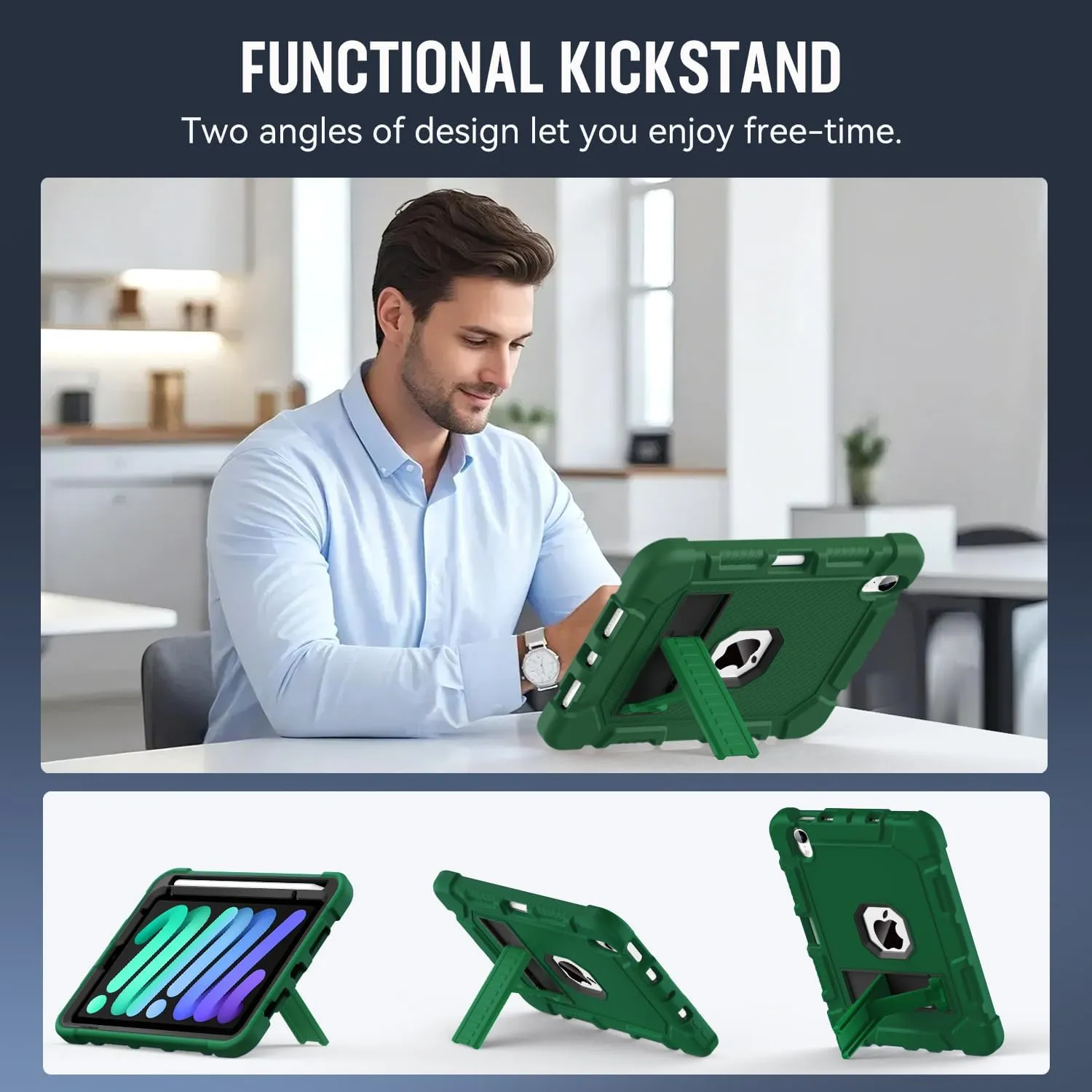 Case for iPad Mini 7 A17 Pro 2024 / iPad Mini 6 2021 8.3 Inch, Heavy Duty Shockproof Rugged Protective Case for iPad Mini 7th/6th Generation 8.3", Alpine Green
