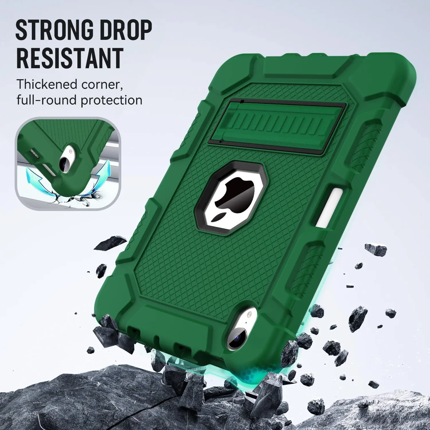 Case for iPad Mini 7 A17 Pro 2024 / iPad Mini 6 2021 8.3 Inch, Heavy Duty Shockproof Rugged Protective Case for iPad Mini 7th/6th Generation 8.3", Alpine Green