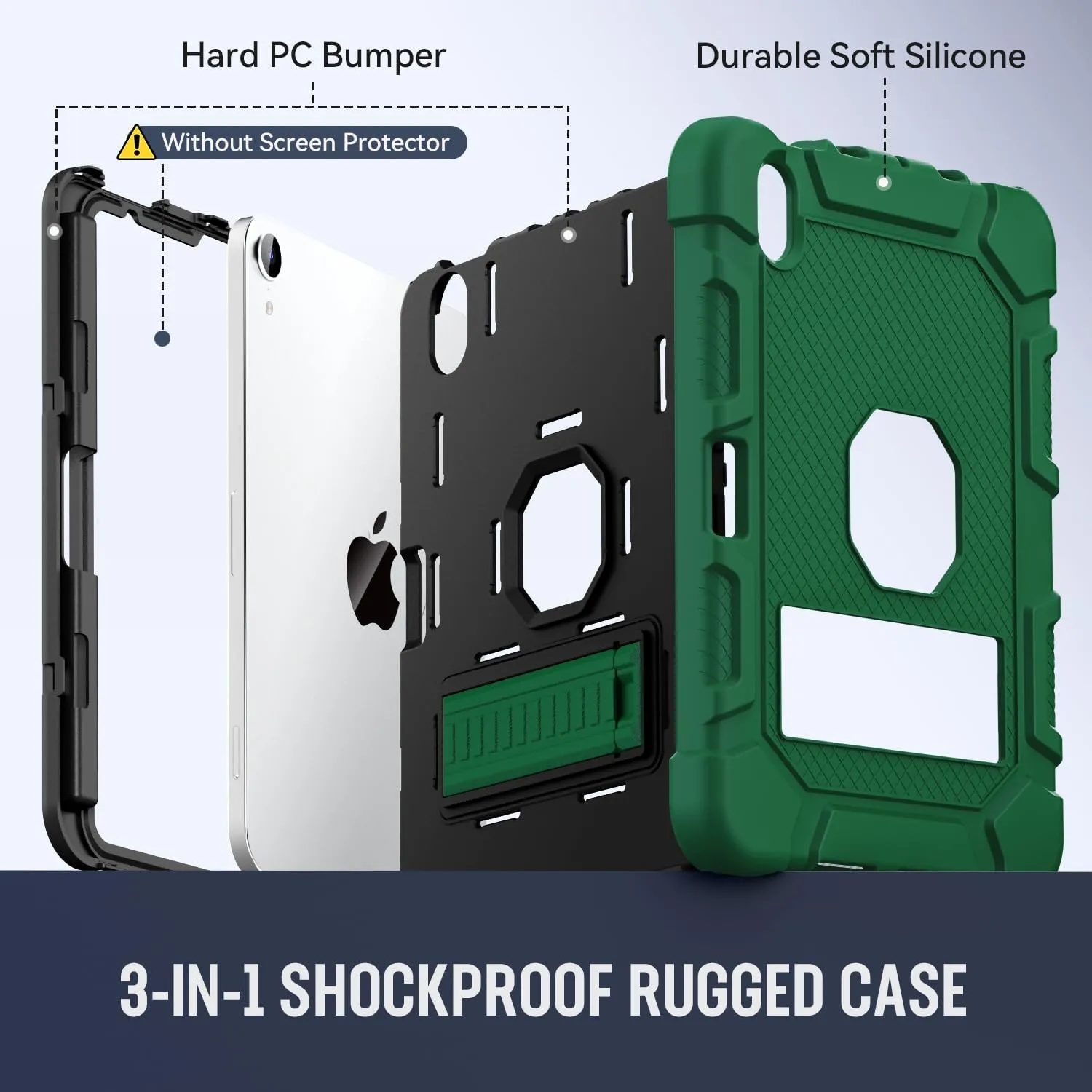 Case for iPad Mini 7 A17 Pro 2024 / iPad Mini 6 2021 8.3 Inch, Heavy Duty Shockproof Rugged Protective Case for iPad Mini 7th/6th Generation 8.3", Alpine Green